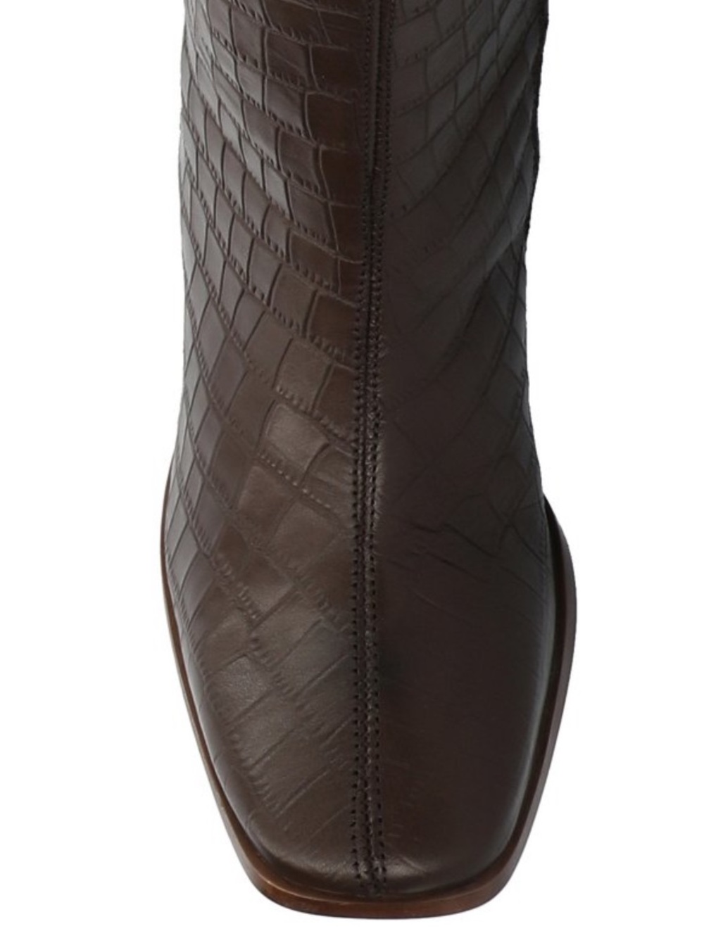 Journee Extra Wide Calf Brown Croc Knee High Boot - Picture 4 of 8